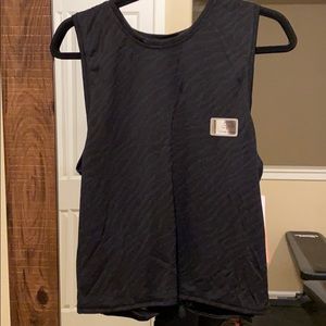 Gottex Black Zebra tie back workout tank top NWT